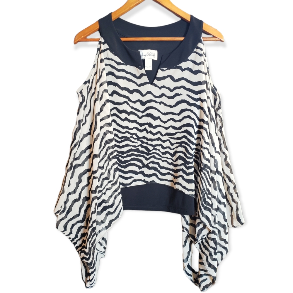 Chic Zebra Print Cold Shoulder Top